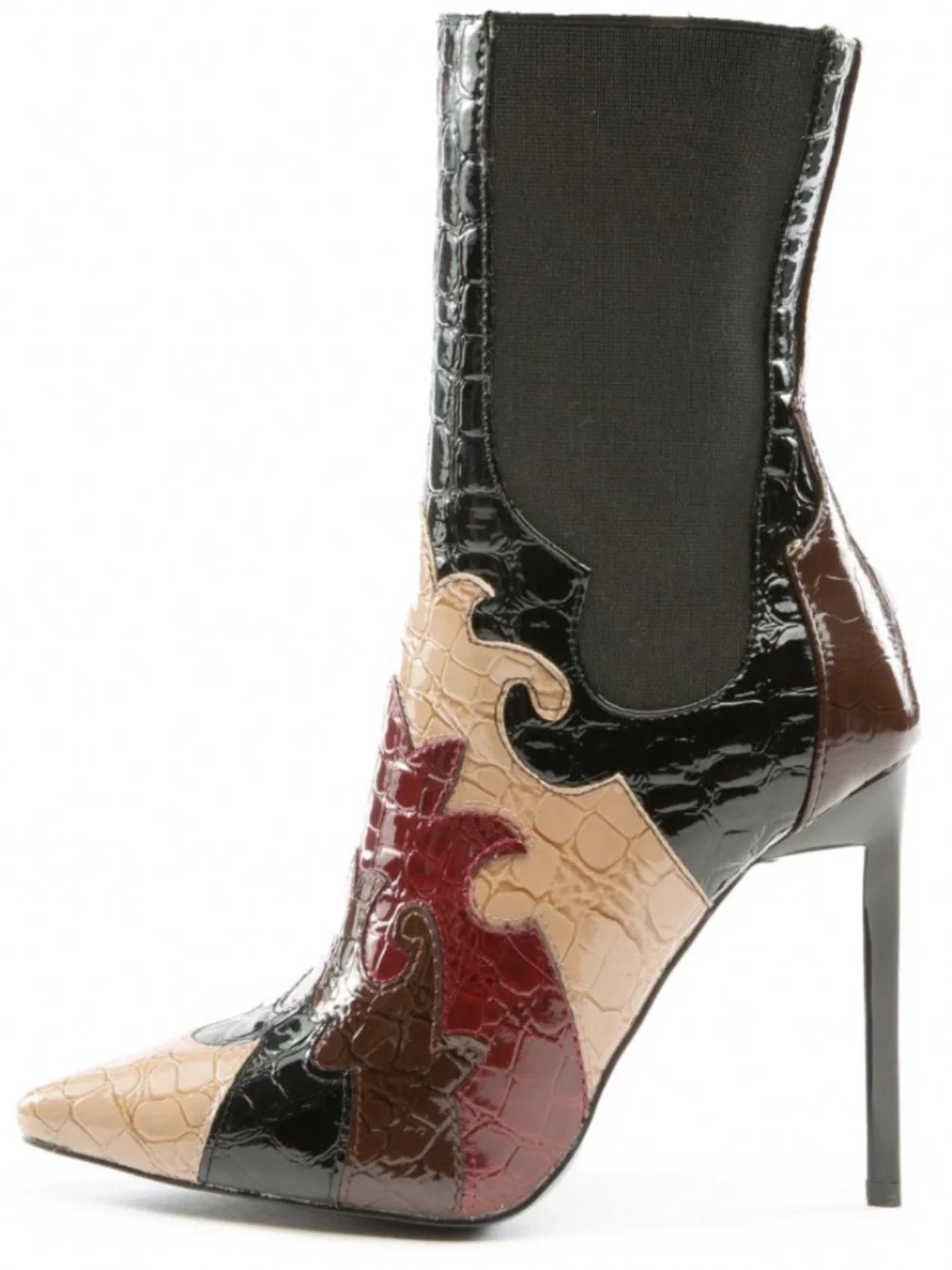 AZEALA WANG The Moda Stiletto Heel Pointed Toe Bootie Synthetic Crocodile Sz 8